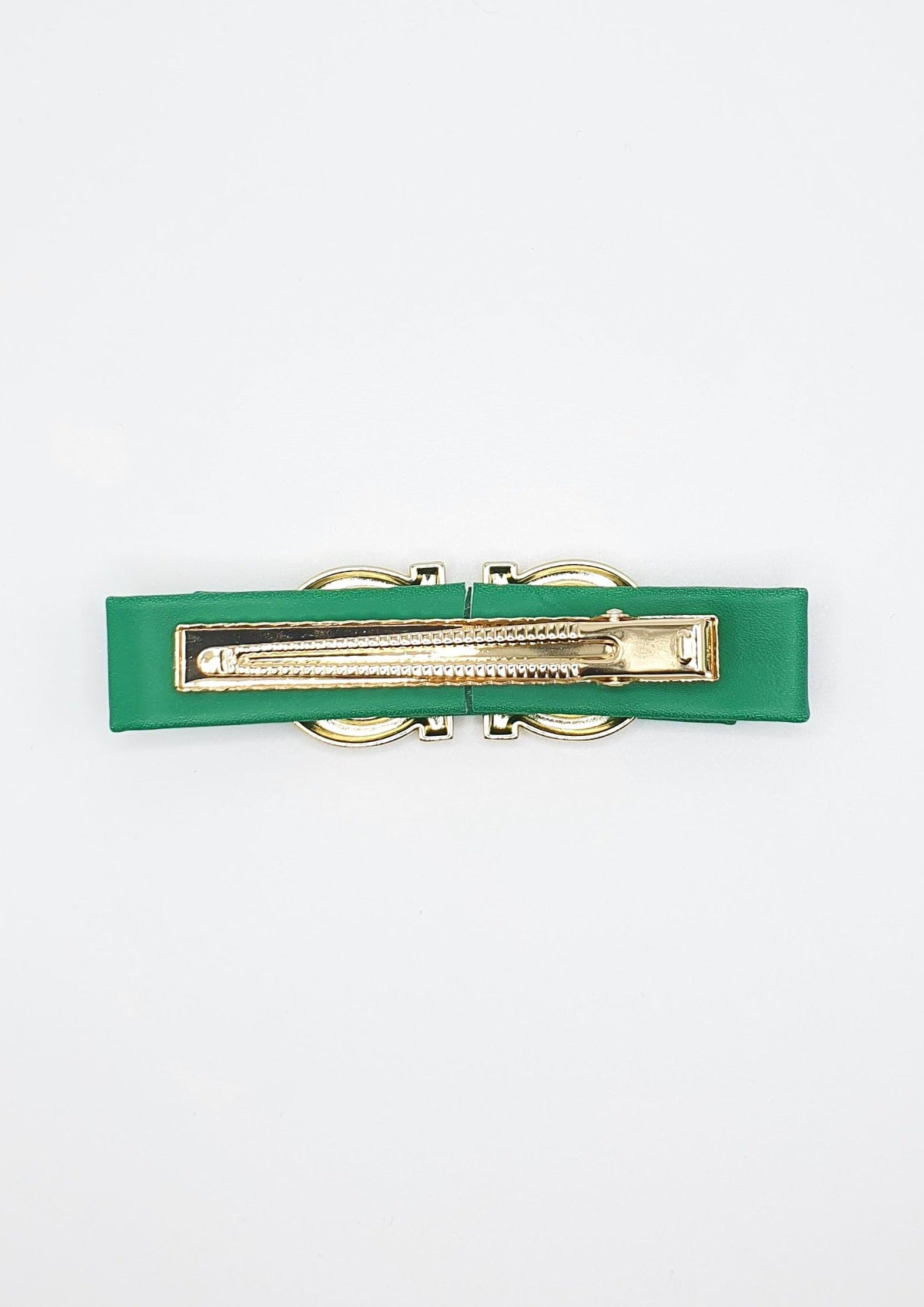 Valentina - Emerald Green Faux Leather RW Buckle Crocodile Hair Clip