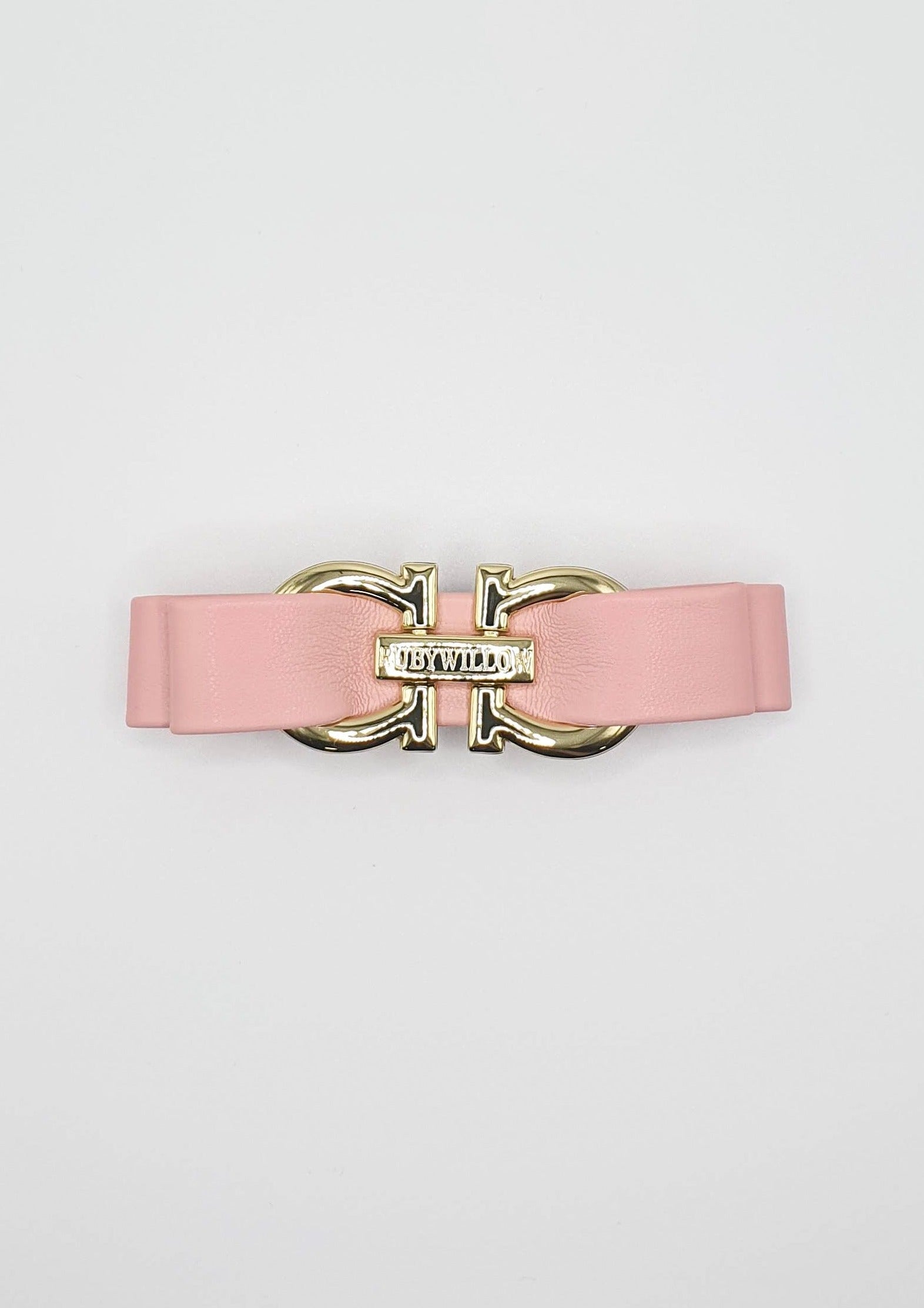 Valentina - Pale Pink Faux Leather RW Buckle Barrette Hair Clip