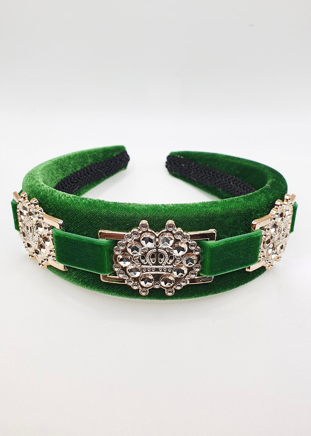 Hettie - Emerald Green Crown Velvet Buckle Hairband