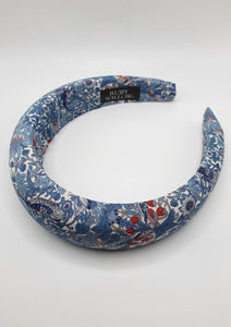 Charlotte - Strawberry Thief Spring Blue Padded Hairband