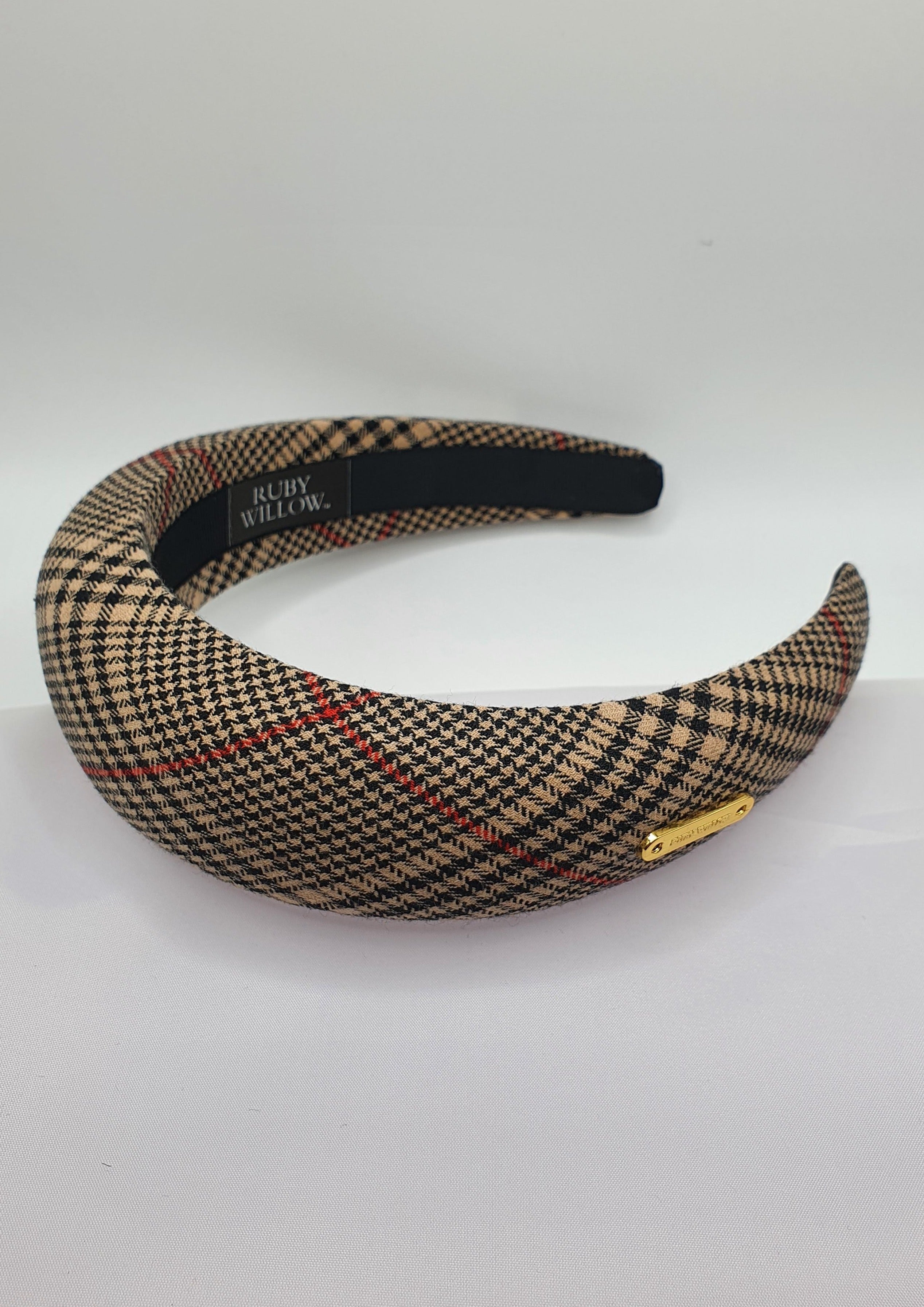 Jocelyn - Camel/Black Tartan Padded Hairband