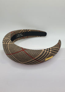 Jocelyn - Camel/Black Tartan Padded Hairband