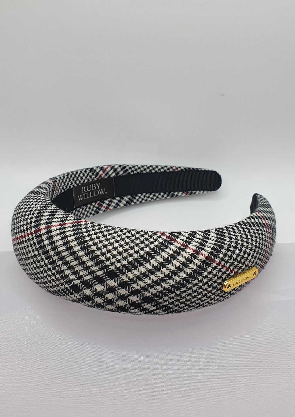 Jocelyn - Black/White Tartan Padded Hairband