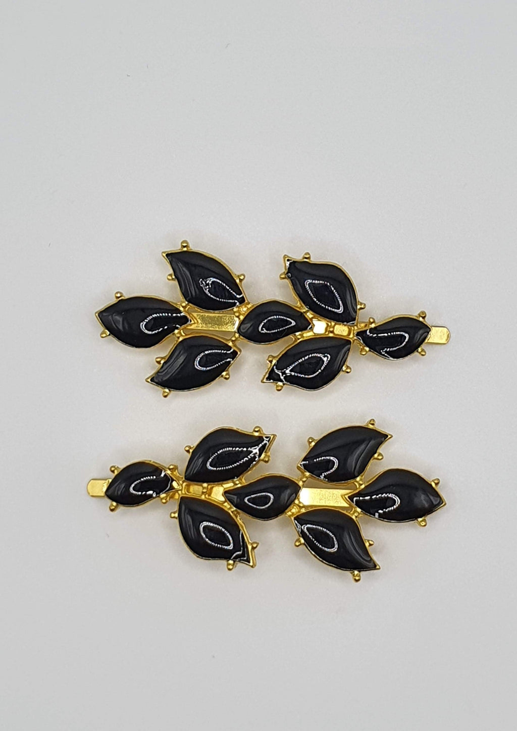 Eliza - Black Leaves Hair Slides