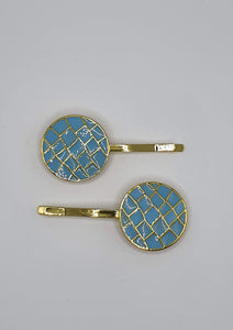 Macie - Pale Blue  Honeycomb Disc Hair Slides
