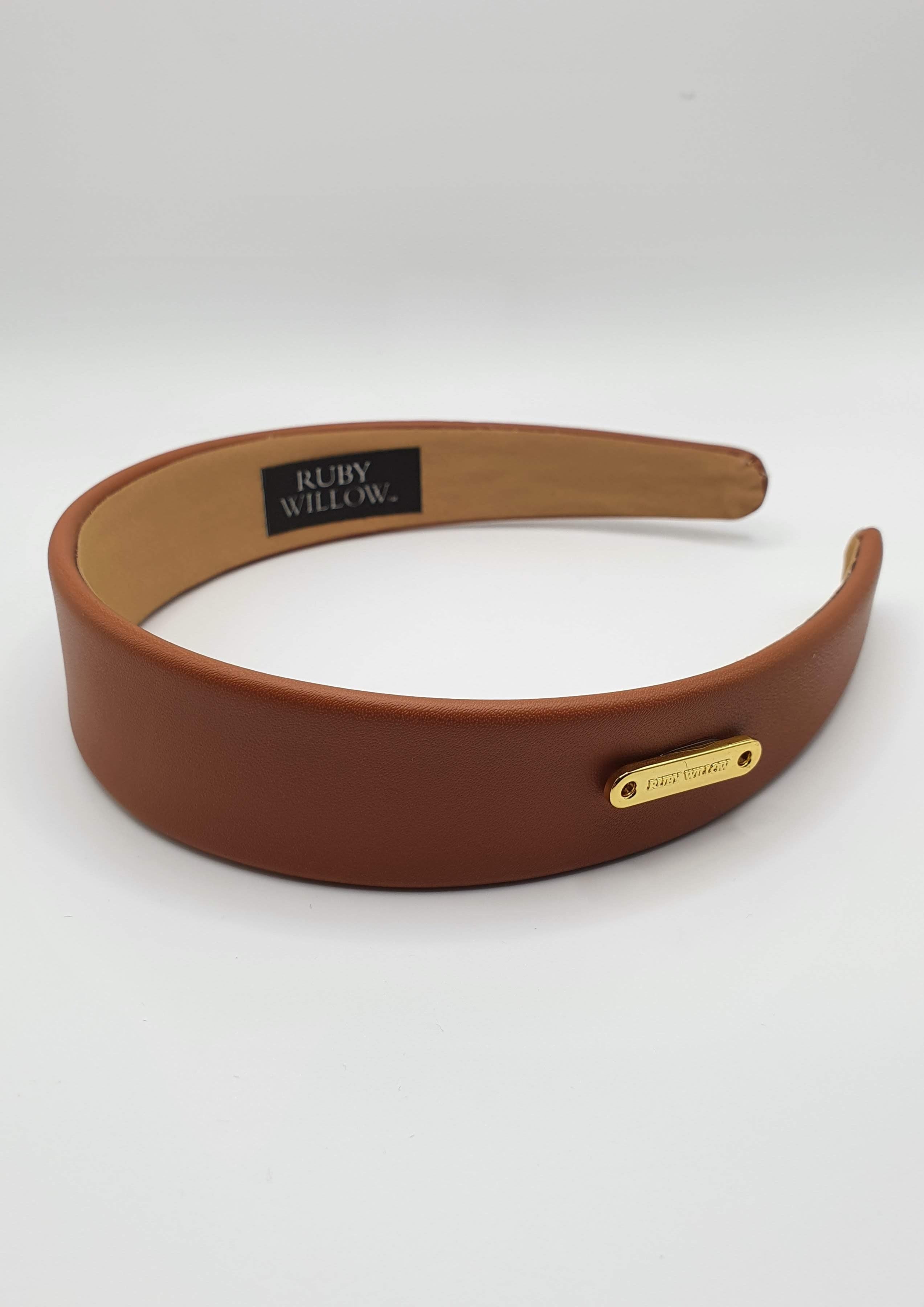 Veronica - Tan Faux Leather Hairband
