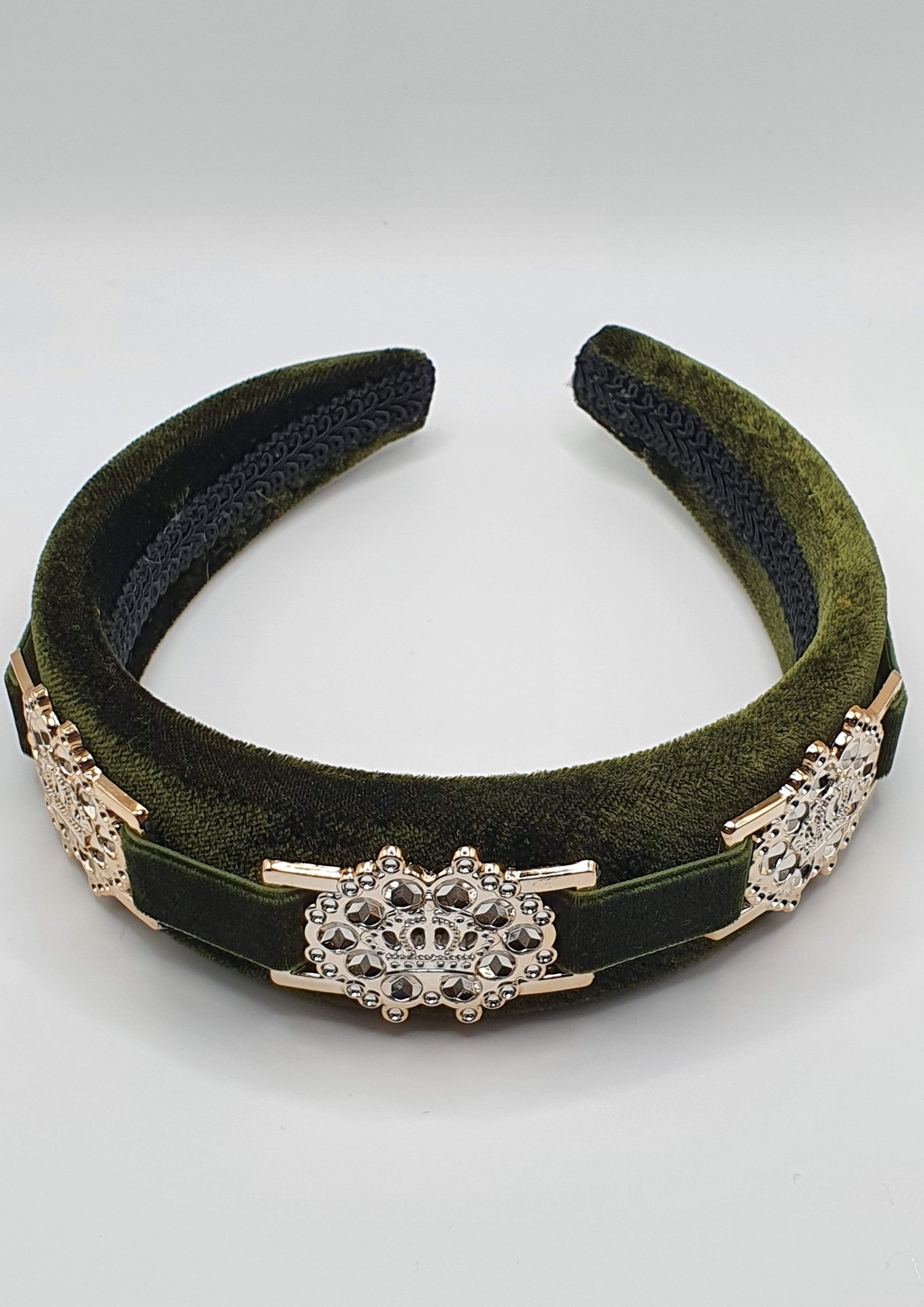 Hettie - Olive Crown Velvet Buckle Hairband