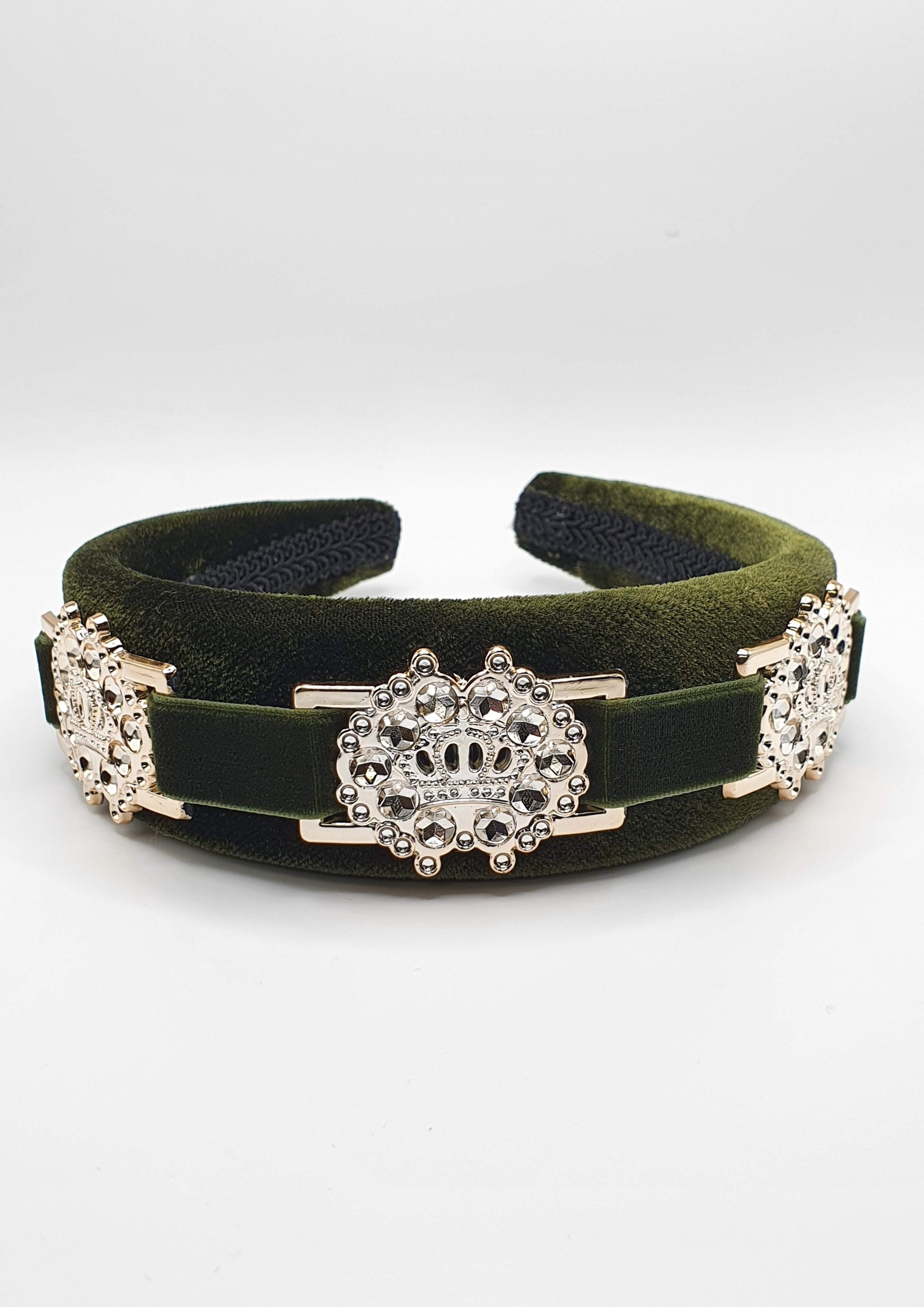 Hettie - Olive Crown Velvet Buckle Hairband