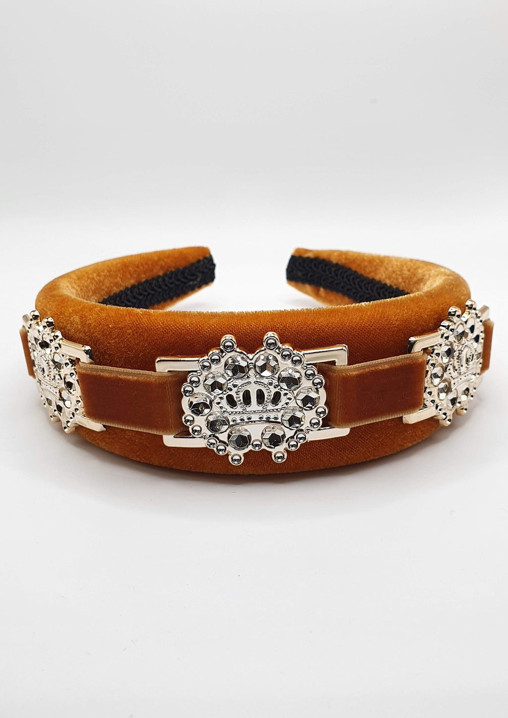 Hettie - Burnt Orange Crown Velvet Buckle Hairband