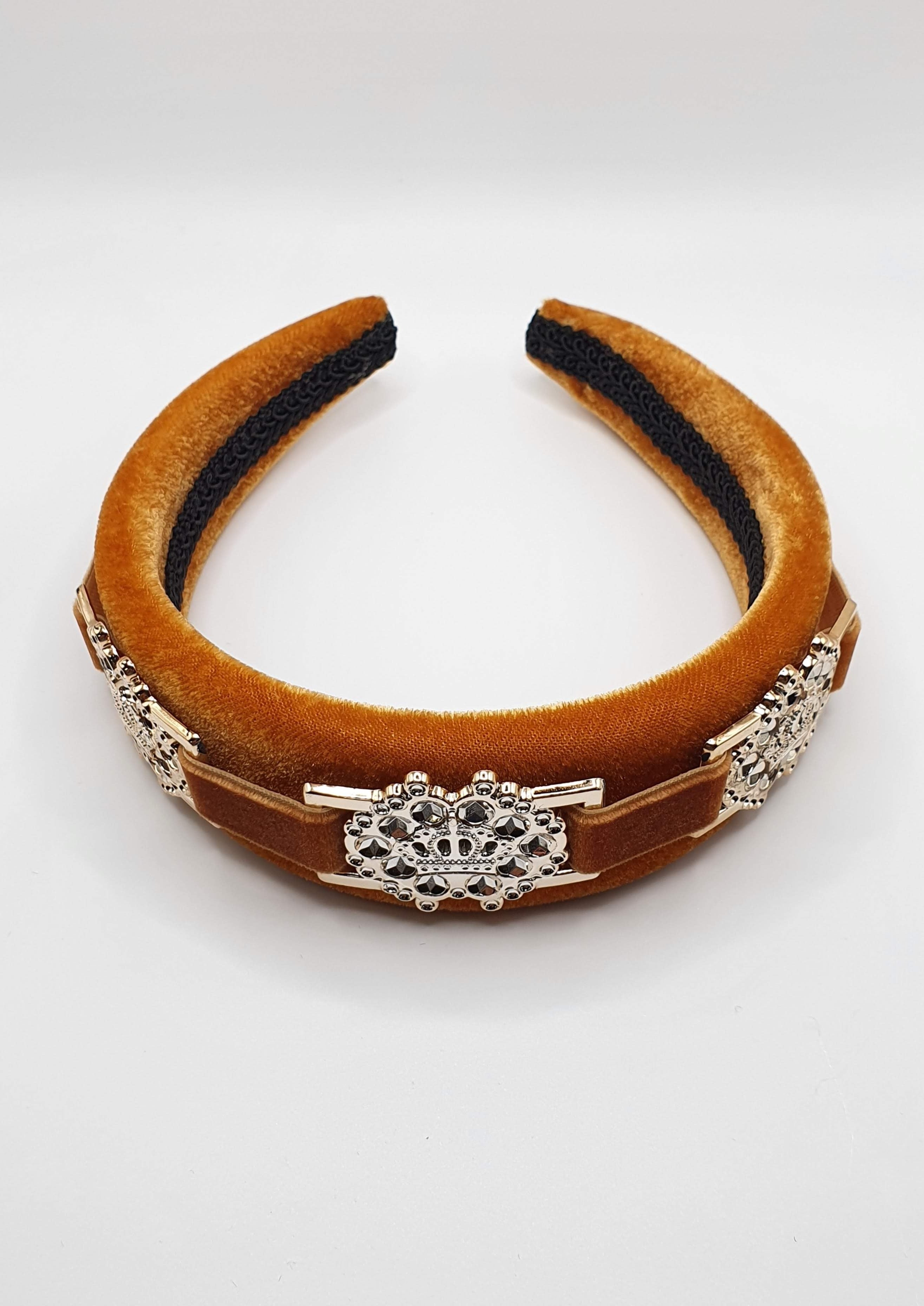 Hettie - Burnt Orange Crown Velvet Buckle Hairband