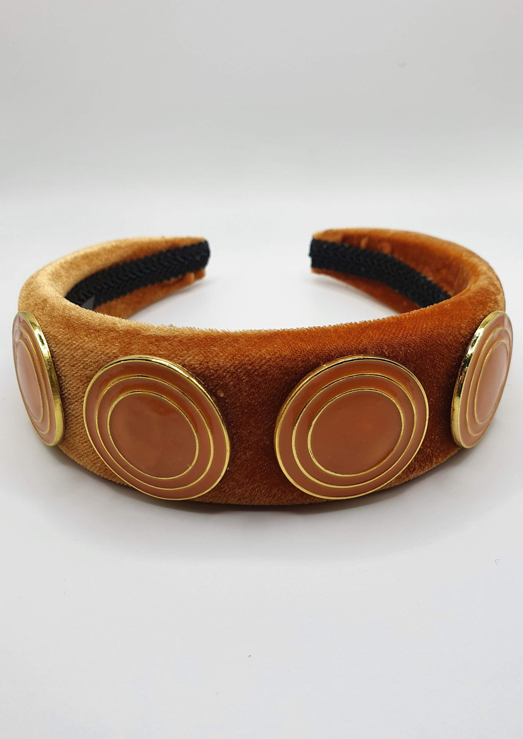 Taylor - Burnt Orange Circles Velvet Hairband