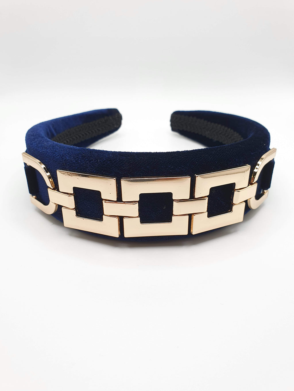 Gianna - Navy Square Chain Velvet Hairband