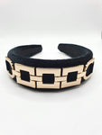 Gianna - Black Square Chain Velvet Hairband