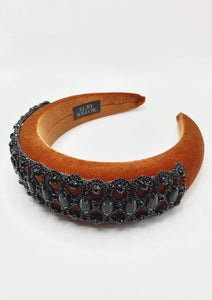 Seraphina - Cognac Luxury Black Crystal Hairband