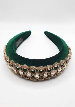 Seraphina - Hunter Green Luxury Crystal Hairband