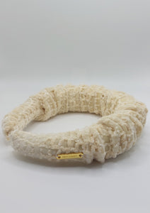 Clemency - Cream Velvet Brocade Ruched Hairband