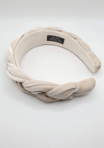 Kyria - Ivory Velvet Plaited Hairband