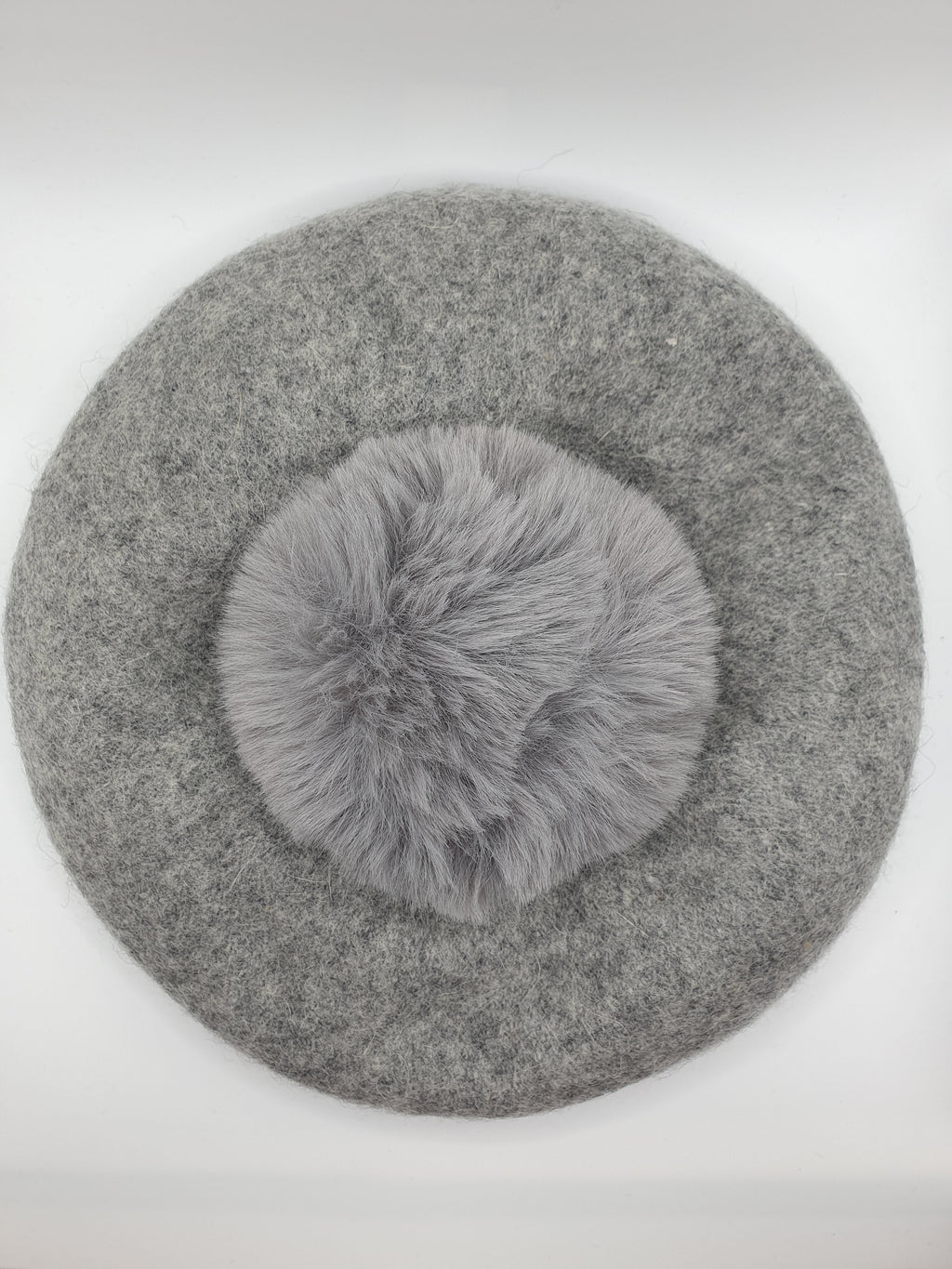 Ella - Grey Beret With Pompom