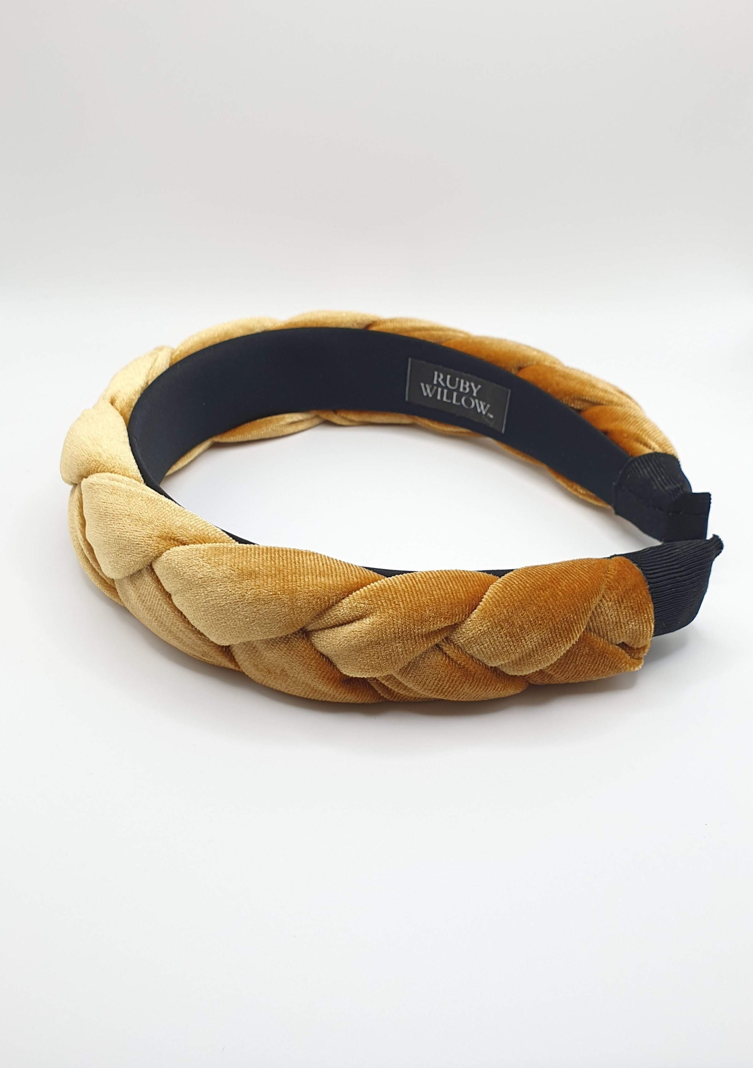 Kayley - Gold Thick Plaited Velvet Hairband