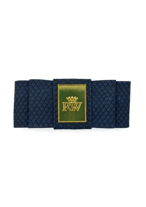 Isla - Navy Faux Leather Crocodile Hair Bow