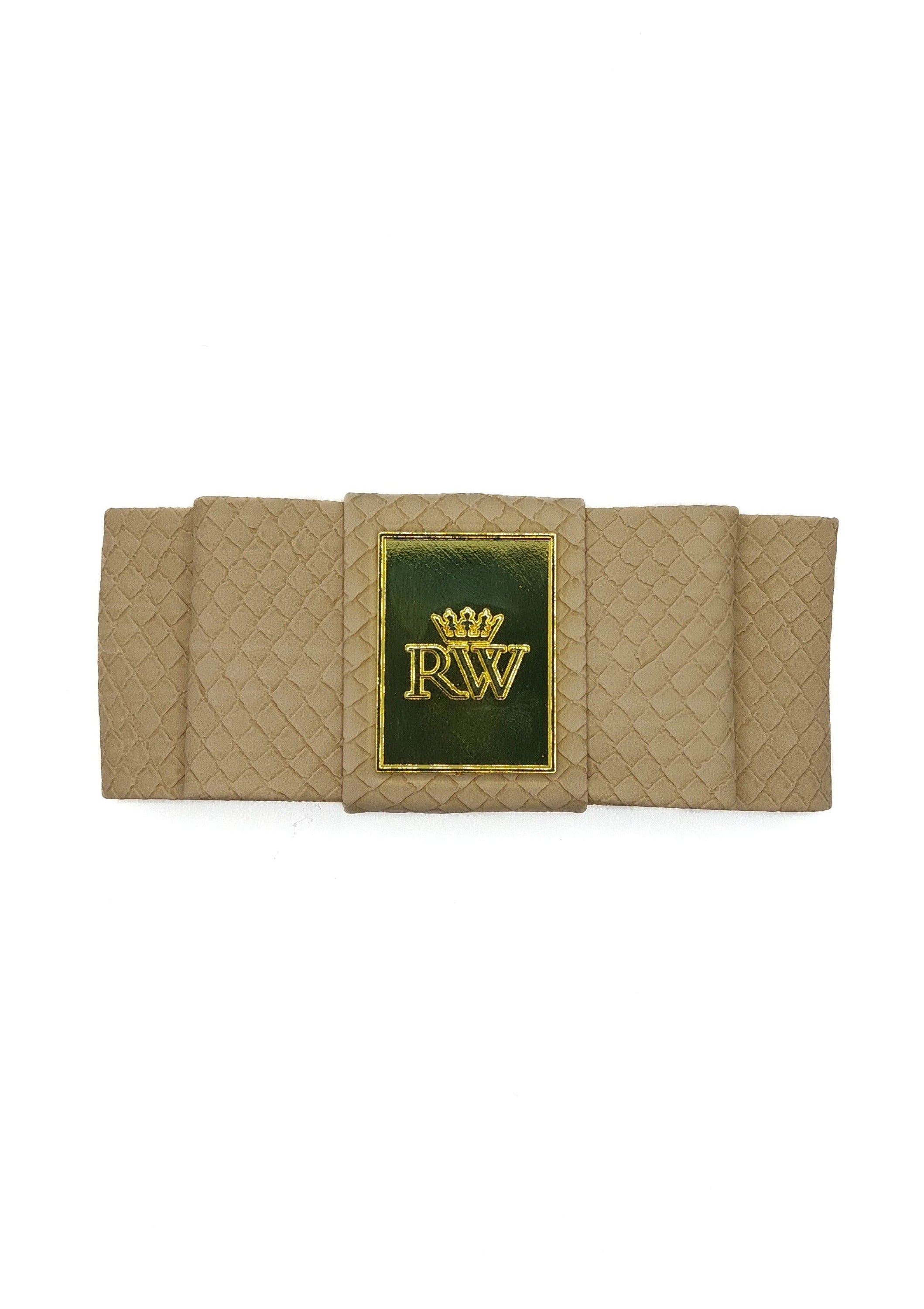 Isla - Beige Faux Leather Crocodile Hair Bow