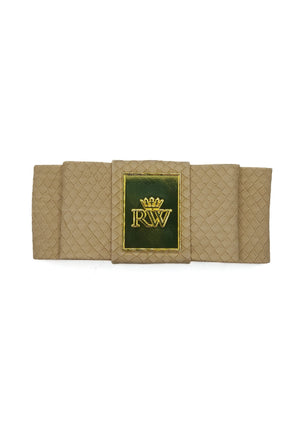 Isla - Beige Faux Leather Crocodile Hair Bow
