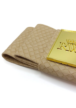 Isla - Beige Faux Leather Crocodile Hair Bow