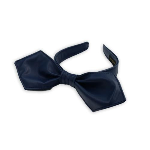 Panache Skylar - Navy Large Leather Bow Hairband