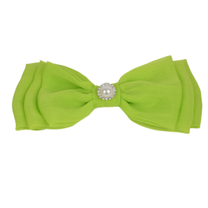 Mollie - Apple Green Chiffon Diamante Bow