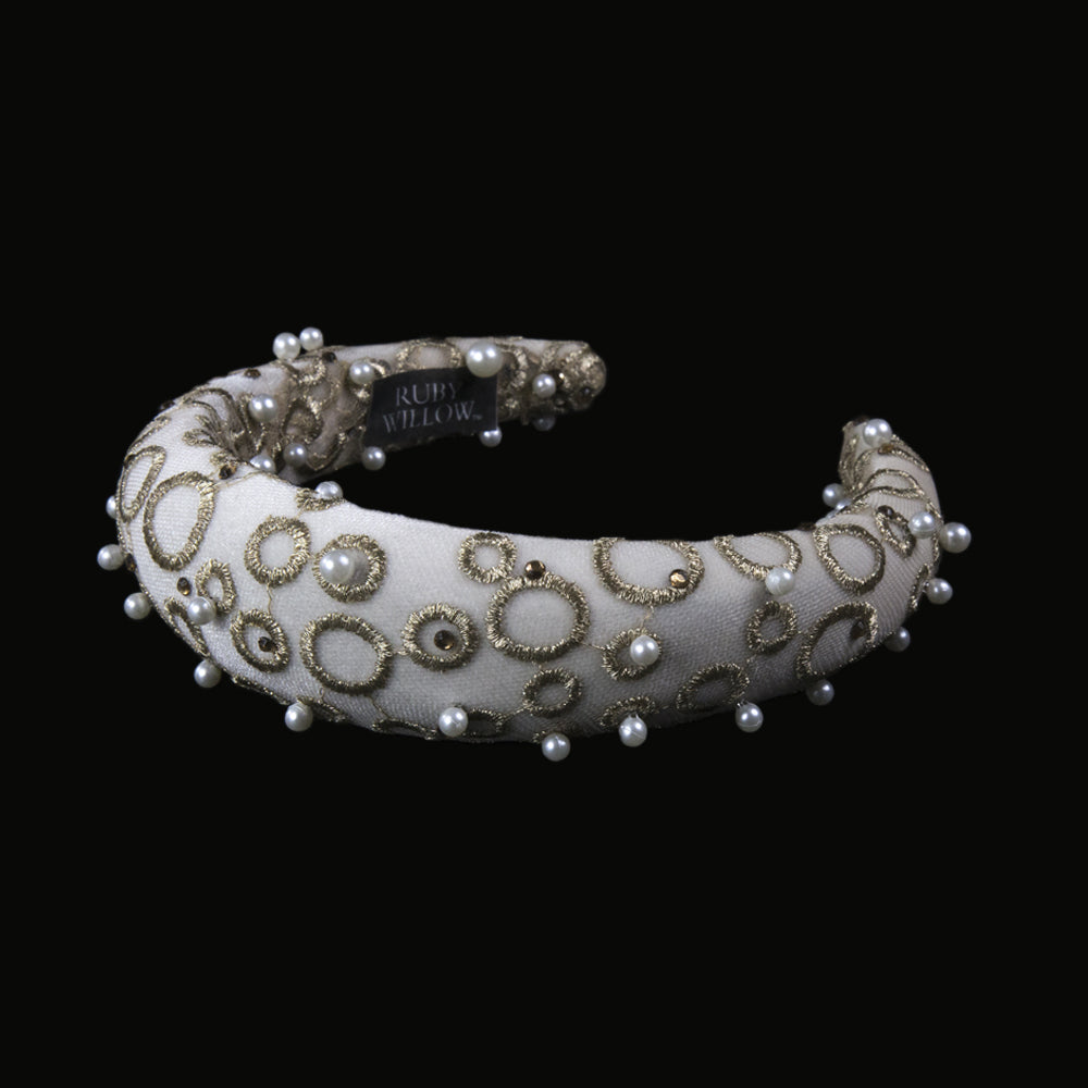 Celestine - Gold/Cream Beaded Hairband
