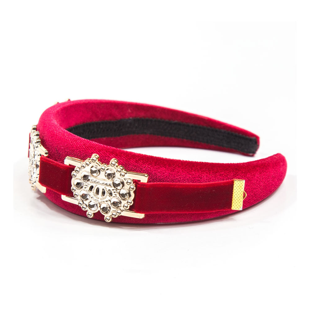 Hettie - Red Crown Velvet Buckle Hairband