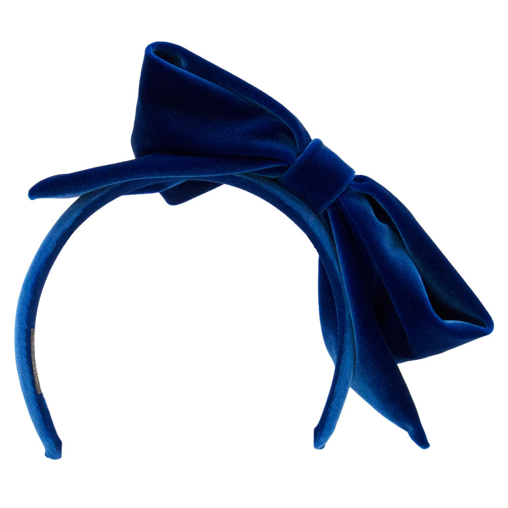 Alexandra -  Royal Blue Velvet Bow Hairband