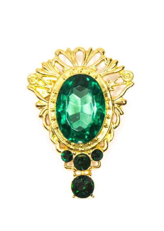 Genevieve - Emerald Crystal Gem Brooch