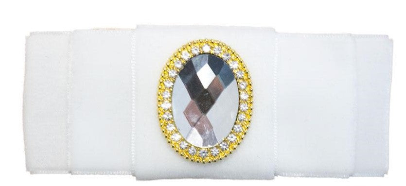 Grace - White Velvet Diamante Crocodile Hair Clip