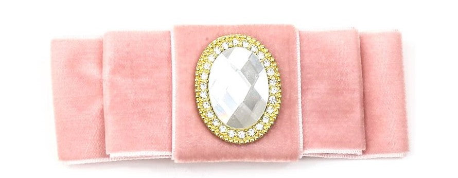 Grace - Dusky Pink Velvet Diamante Crocodile Hair Clip