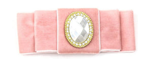 Grace - Dusky Pink Velvet Diamante Barrette Hair Clip