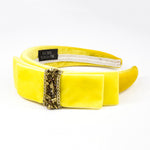 Hannah - Yellow Velvet Crystal Bow Hairband