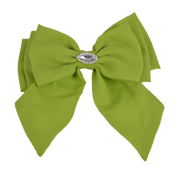 Millie - Lime Green Large Bow with Diamante