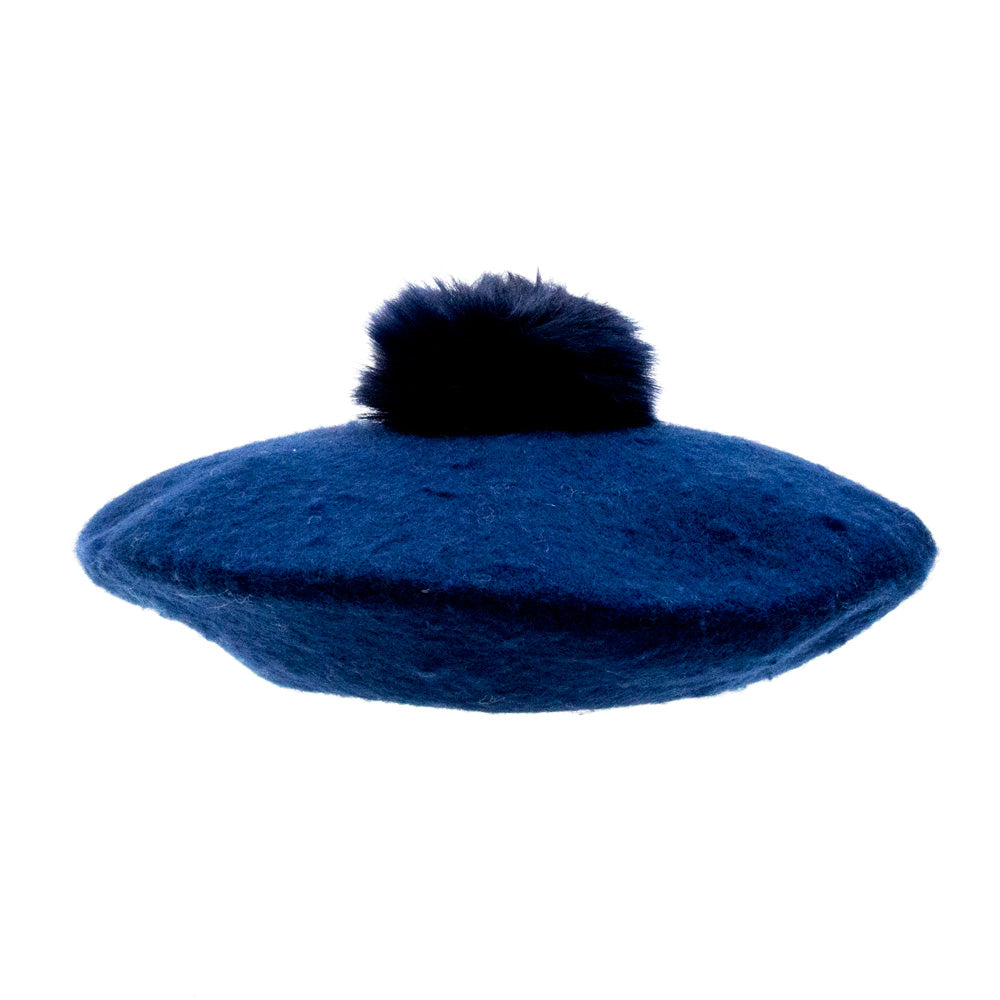 Ella - Navy Beret With Pompom