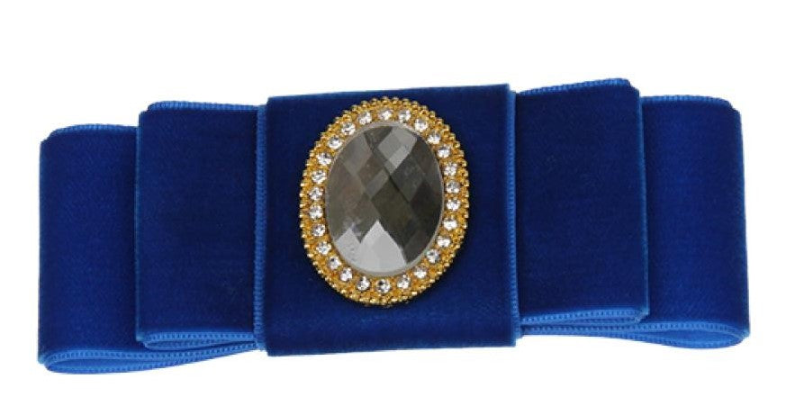 Grace - Royal Blue Velvet Diamante Barrette Hair Clip