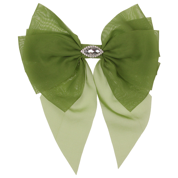 Lara - Lime Green Single Layer Diamante Chiffon Bow