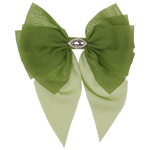 Lara - Lime Green Single Layer Diamante Chiffon Bow