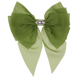 Lara - Lime Green Single Layer Diamante Chiffon Bow