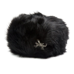 Black Fur Hat With Brooch
