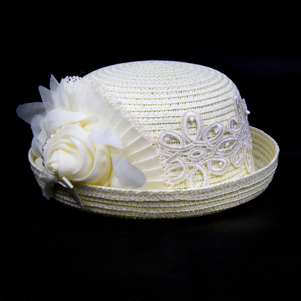 Summer Girls Straw Hat - Ivory Lace