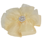 Lily - Small Cream Ribbon Diamante Bow