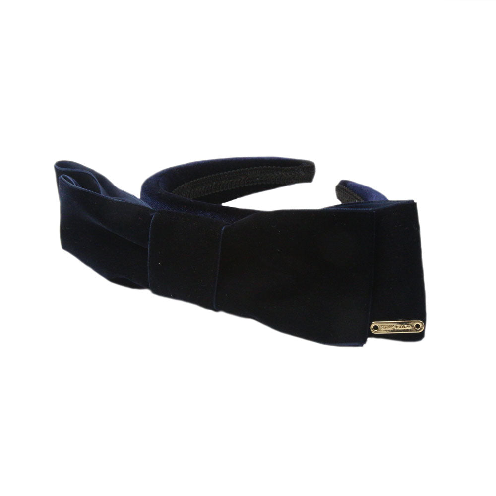 Anastasia -  Navy Velvet Bow Hairband