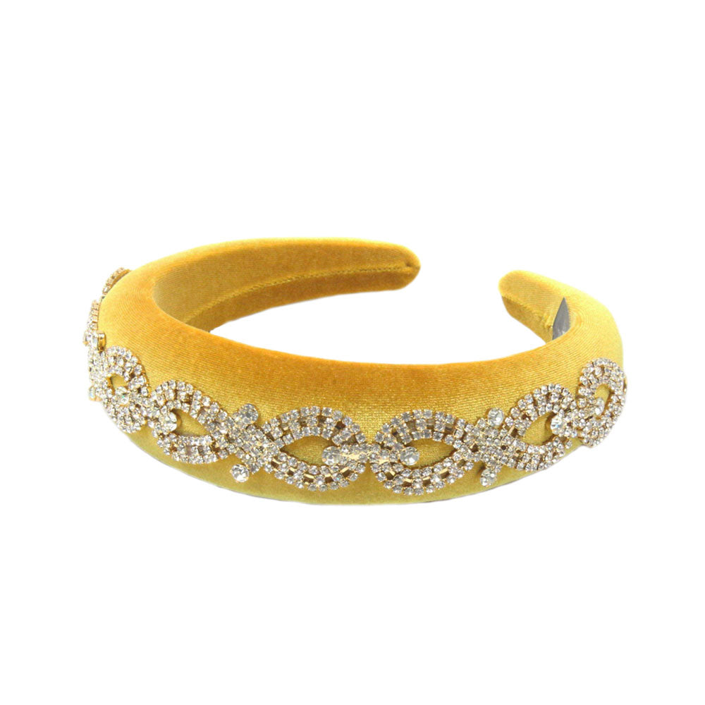 Arabella - Gold Crystal (Gold) Chain Velvet Padded Hairband