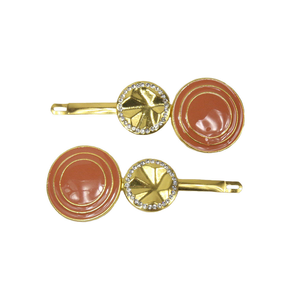 Davina - Dusky Pink & Gold Disc Hair Slides