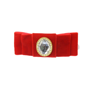 Grace - Deep Scarlet Velvet Diamante Crocodile Hair Clip